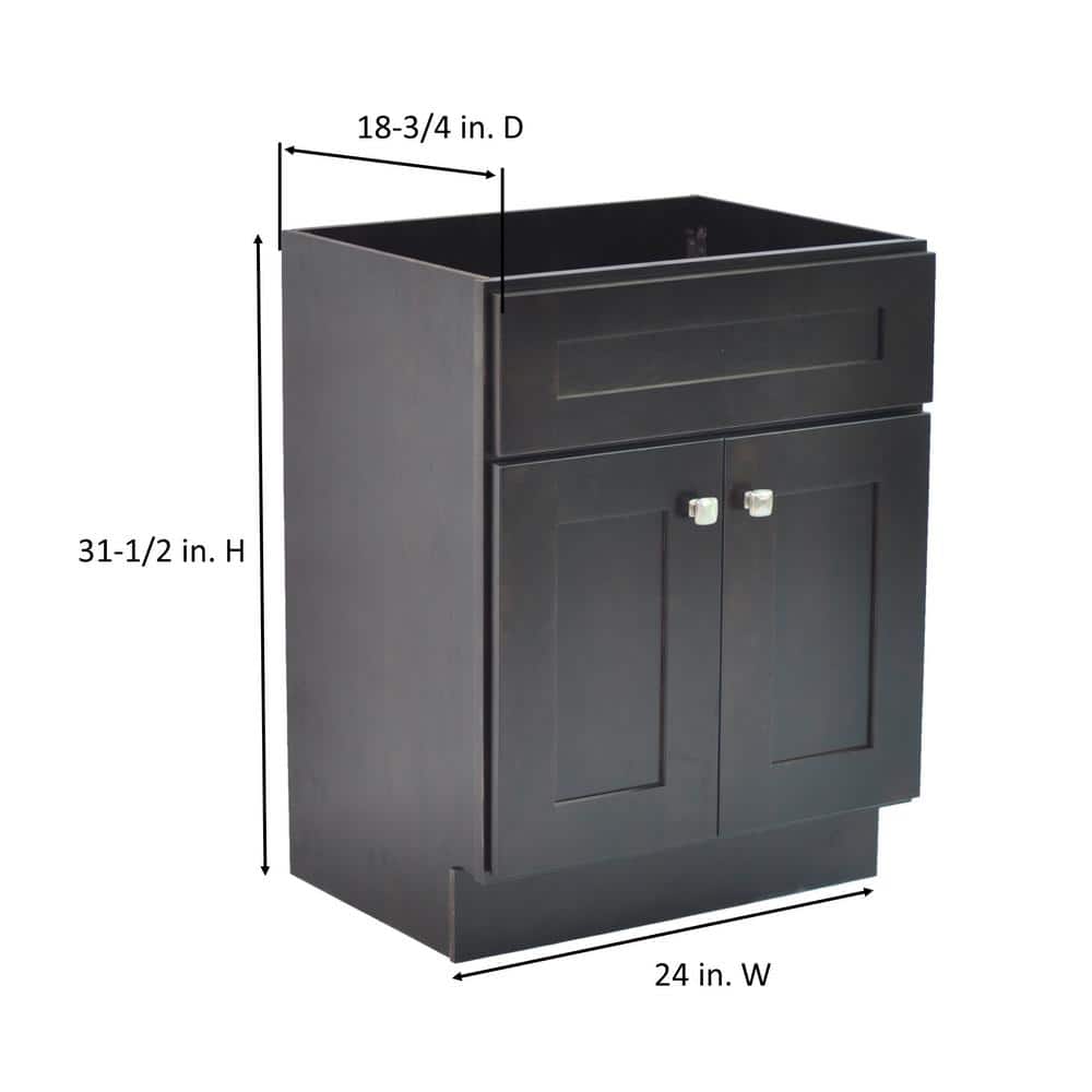 Brookings 24 Inch Espresso Solid Wood Shaker Bathroom Vanity