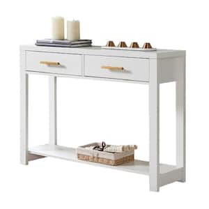 SignatureHome Sendero 42 in. L White Finish Rectangle Top Wood Console Table With Drawers Included