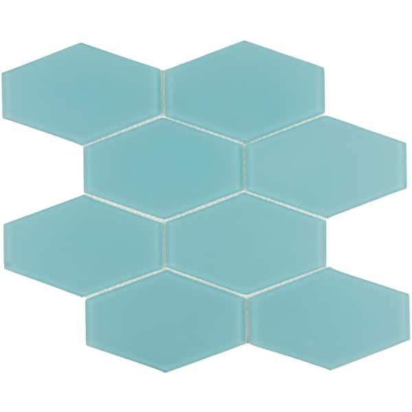 Long Hex 11 in. x 10.6 in. Skyline Matte Glass Mesh-Mounted Mosaic Tile (9.02 sq. ft./Case)