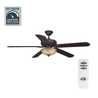 Asbury 60 in. LED Indoor Oil Rubbed Bronze Ceiling Fan with Light Kit and Remote Control