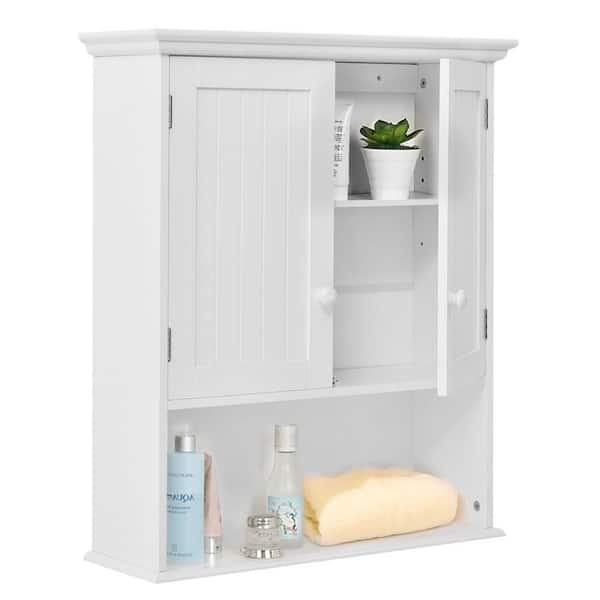 23.6 in. W x 27.8 in. H Rectangle Wall-Mounted Surface-Mount Bathroom Medicine Cabinet with Door in White
