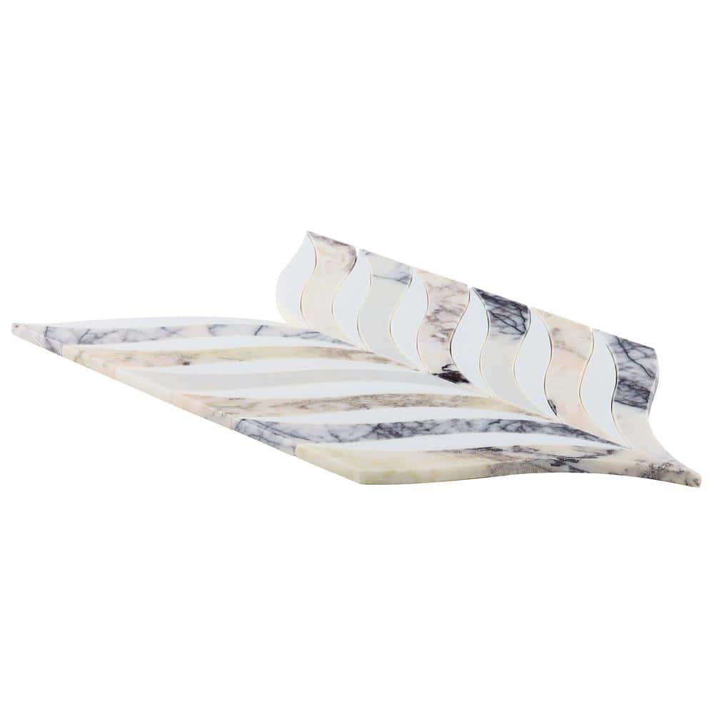 Peach Lilac Cream Polished Marble Mosaic Floor and Wall Tile