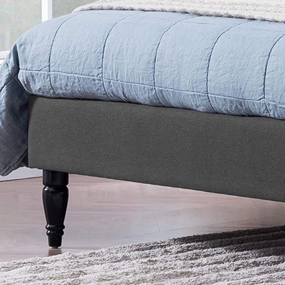 Charcoal Gray Tufted Upholstered Queen Platform Bed Frame