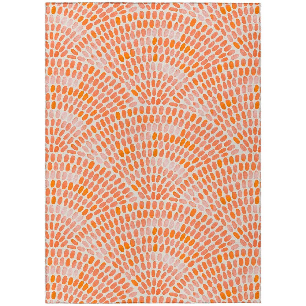 Surfside 5 ft. x 7 ft. 6 in. Orange Geometric Indoor/Outdoor Area Rug