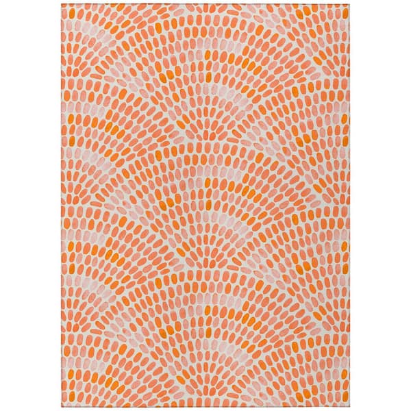 Addison Rugs Surfside 8 ft. x 10 ft. Orange Geometric Indoor/Outdoor Area Rug