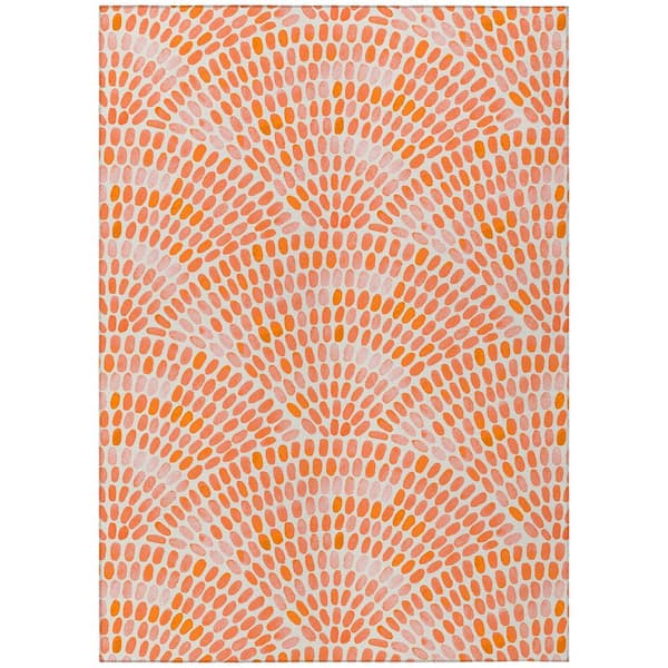 Addison Rugs Surfside 8 ft. x 10 ft. Orange Geometric Indoor/Outdoor Area Rug