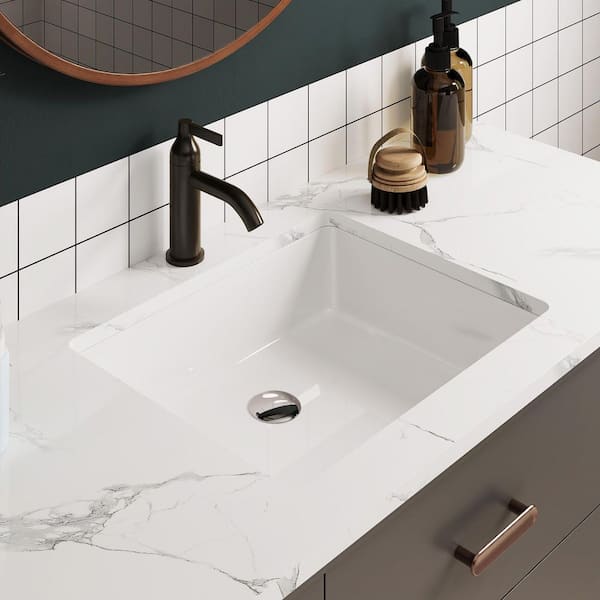 Ursa 19.72 in. Rectangular Undermount Bathroom Sink in White with Overflow Drain