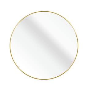 Anky 39 in. W x 39 in. H Round Large Aluminium Alloy Metal Framed Gold Wall Mirror, Bathroom Vanity Makeup Mirror