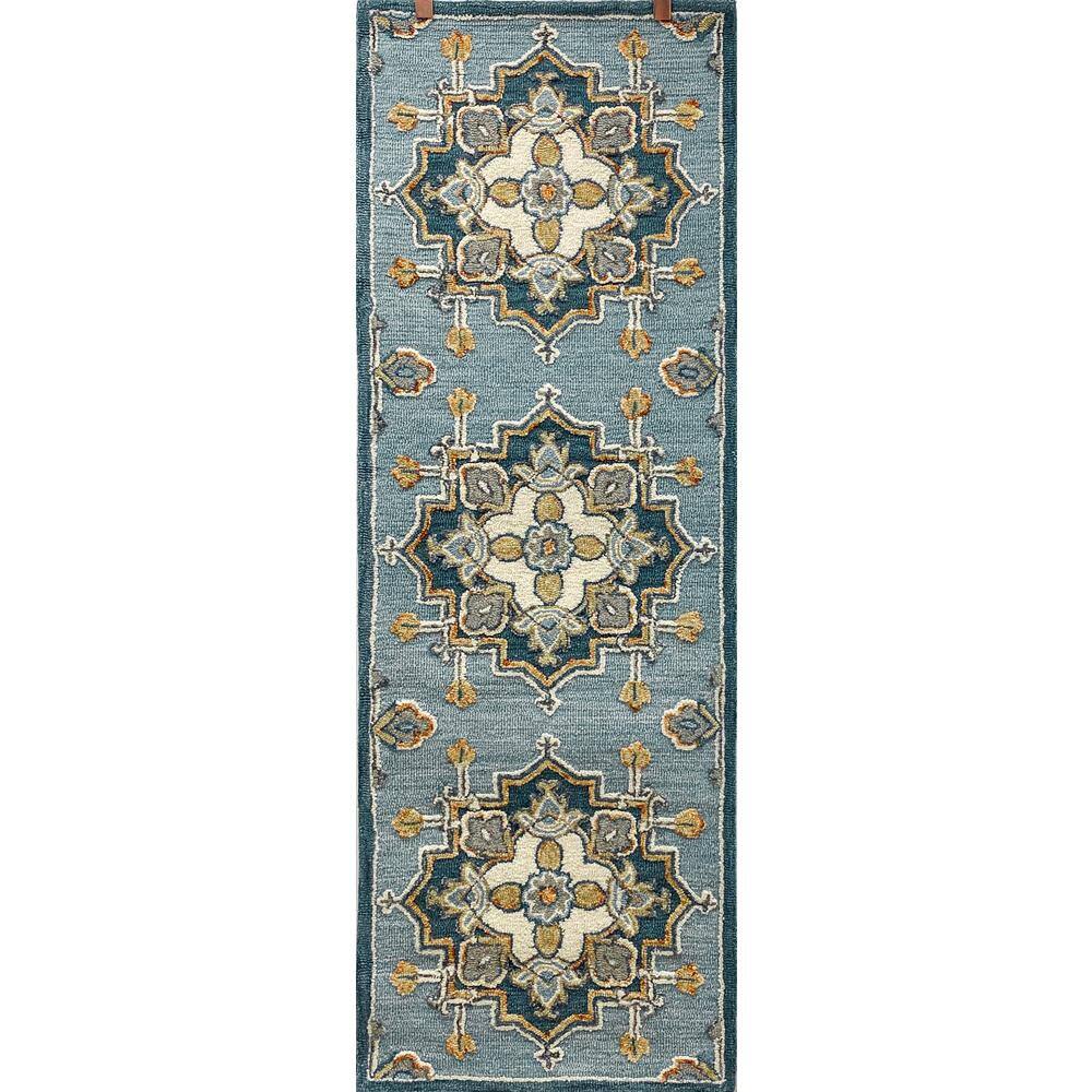 UPC 843948000134 product image for LR Home Delilah Zeno Teal Blue 2 ft. 3 in. x 6 ft. 9 in. Oriental Medallion Wool | upcitemdb.com