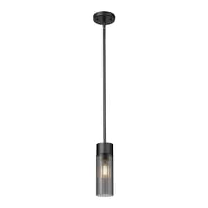 Empire 100-Watt 1 Light Matte Black Shaded Pendant Light with Tinted glass Tinted Glass Shade