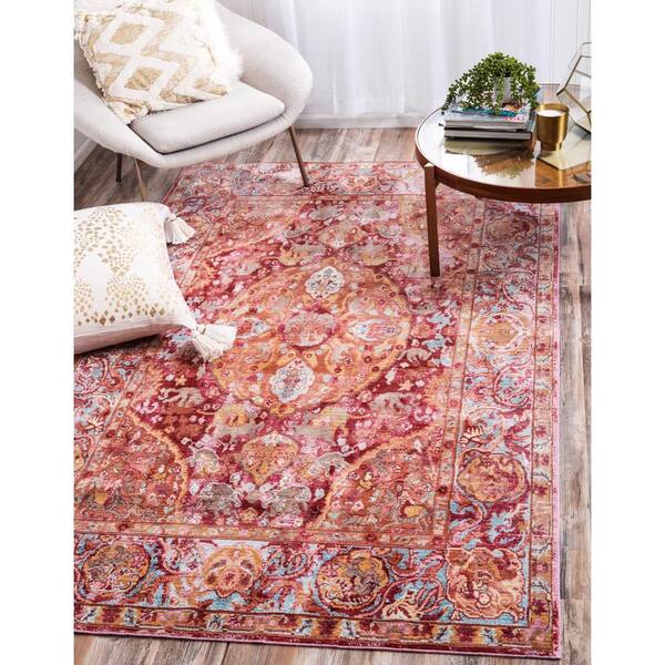 2 Feet 7 Inch x 9 Feet 10 Inch Unique Loom Austin Collection Over-Dyed Traditional Vintage Abstract Runner Rug Red/Beige 2 Feet 7 Inch x 9 Feet 10 Inch Unique Loom Austin Collection Over-Dyed Traditional Vintage Abstract Runner Rug Red/Beige