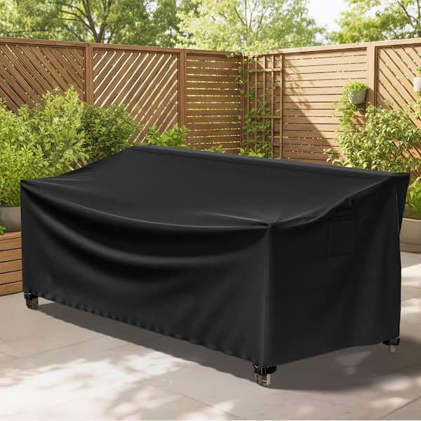600D Waterproof Oxford Patio Sofa Covers, 2-Pack Outdoor Furniture, 78 in. W x 38.6 in. D x 29.9 in. H, Black