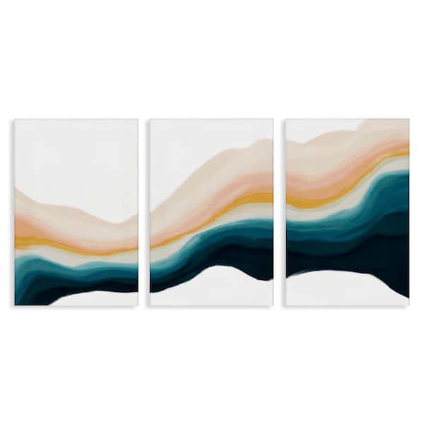 Stupell Industries Fluid Peach Swirl by JJ Design House, LLC. 3 Pieces Unframed Abstract Graphic Art Print 36 in. x 24 in.