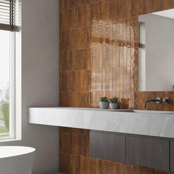 Menorca Rust 3 in. x 13 in. Ceramic Wall Tile (6.44 sq. ft. /Case)