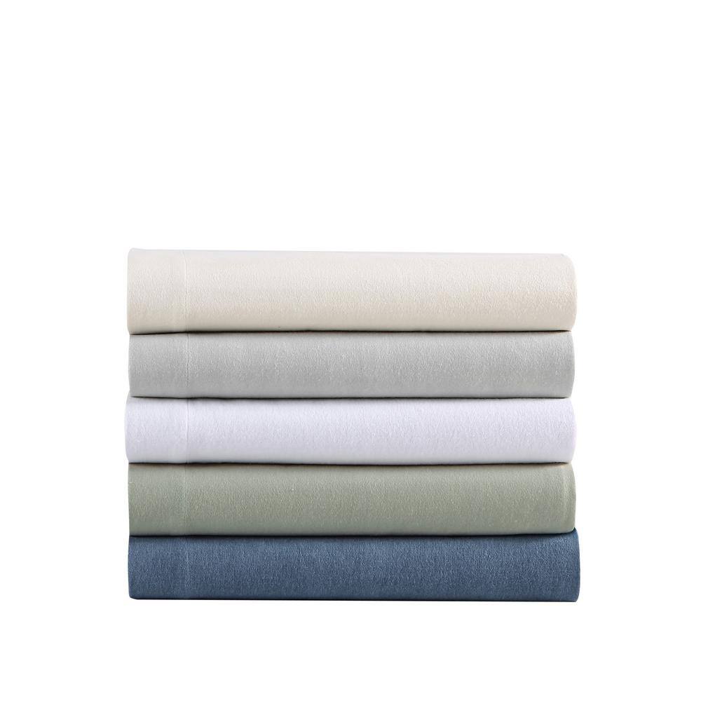 Twin Blue Cotton Flannel Deep Pocket Sheet Set