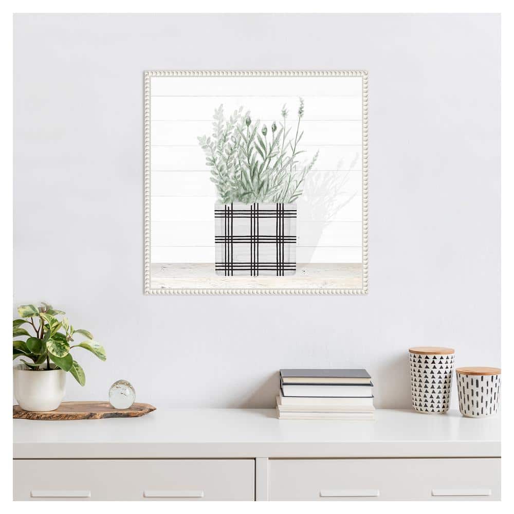 Lavender Blossom in Modern Pot II White Canvas Wall Art