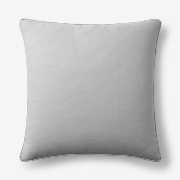 The Company Store Linen Gray Solid Machine Washable 26 in. x 26 in. Throw  Pillow Cover 83146-26-GRAY - The Home Depot