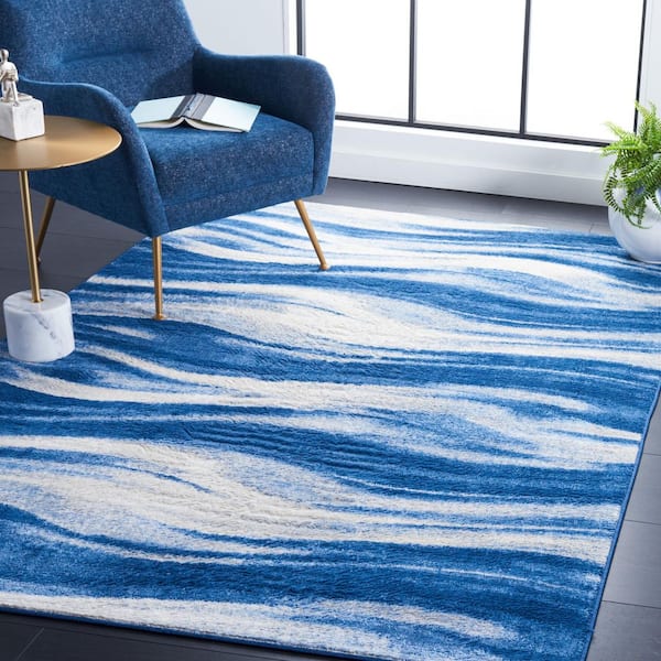 Jasper 4 ft. x 6 ft. Navy/Ivory Gradient Waves Area Rug