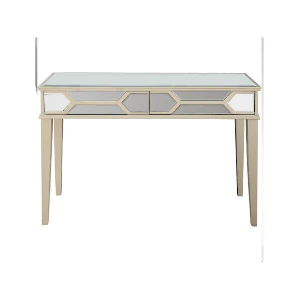 Camden Isle Keeley 48 in. Antique Silver Rectangle Glass Console Table