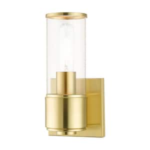 Asheford 4.75 in 1 Light Satin Brass Contemporary Wall Sconce with Clear Glass Shade