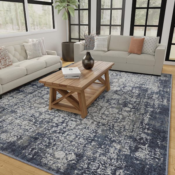 Aysal Athna Blue 9 ft. 10 in. x 12 ft. 10 in. Oriental Polypropylene Area Rug