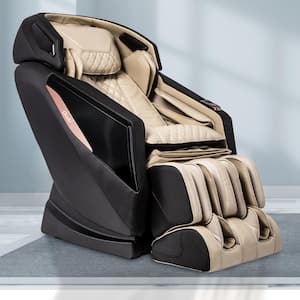 Yamato Series Cream Faux Leather Reclining 2D Massage Chair with Heated Seat and Bluetooth Speakers
