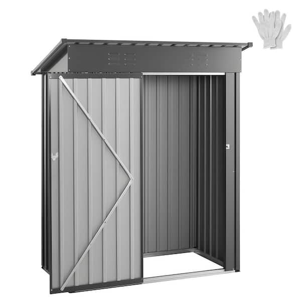 Metal Garden Shed, Storage Building with Lockable Door&2 Louver Vents, 435 gal. 5 x 3 FT.Gray Steel Deck Box 2025 update