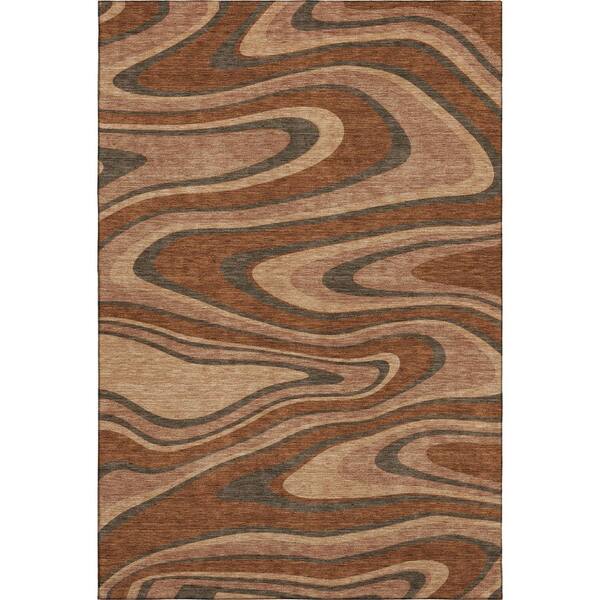 Mayfield Premium Machine Washable Abstract AMF2493 Paprika 9 ft. x 12 ft. Area Rug