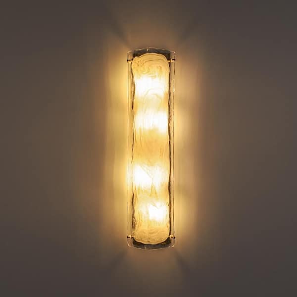 Ombra 6 in. 4-Light Antique Gold Finish Modern Wall Sconce with Artisan Cloud Glass Shade