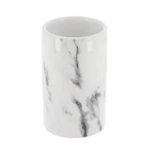 Marble Bath Water Tumbler and Toothbrush Holder Dolomite White