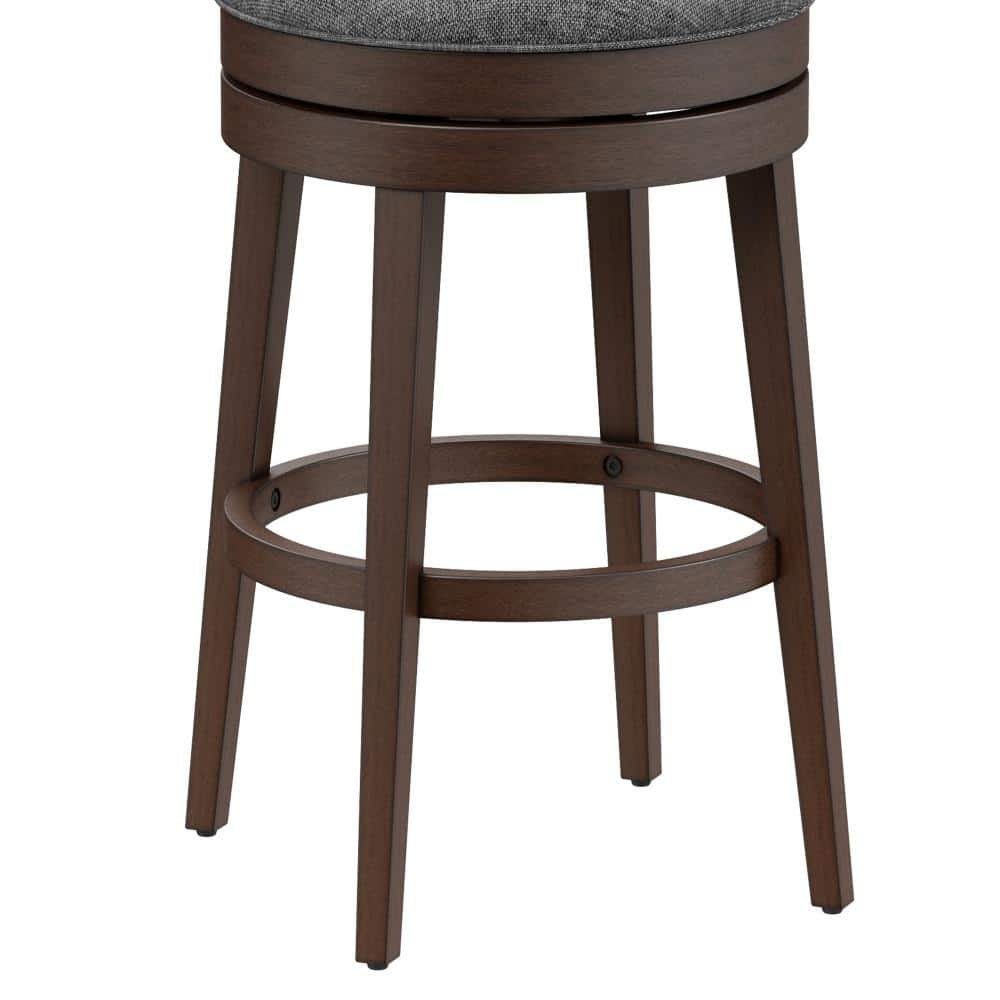 Edenwood Chocolate Wood 40" Swivel Bar Stool with Smoke Gray Upholstery