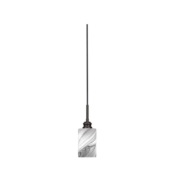 Unbranded Albany 60-Watt 1-Light Espresso Pendant Mini Pendant Light Onyx Swirl Glass and Light Bulb Not Included