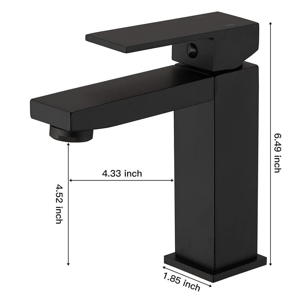 Matte Black Stainless Steel Single-Handle Bathroom Faucet