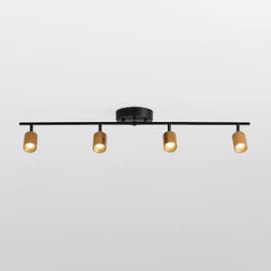 Shura 4-Light Black and Brass Integrated LED Track Light w/ Rotatable Heads, 3 ft. Track Lighting Kit, 3000k, 2240 Lumen