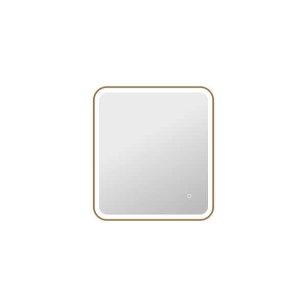 27 in. W x 30 in. H Rectangle Framed LED Wall Mirror in Satin Gold