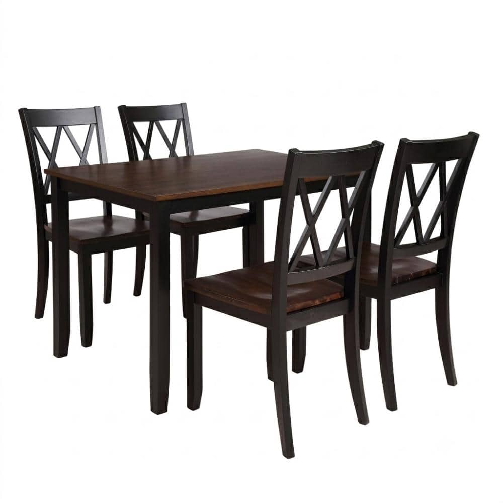 5-Piece Espresso and Black Wood Top Dining Room Set Seats 4 price history on PriceWatchPro