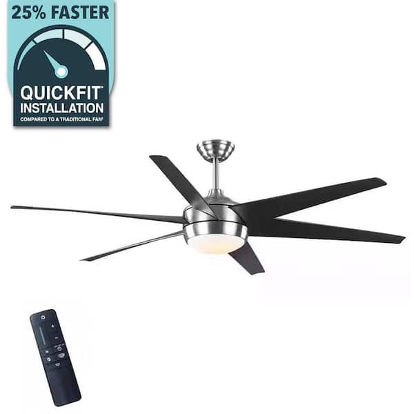 Windward 68 in. White Color Changing Integrated LED Brushed Nickel Ceiling Fan with Light Kit, DC Motor and Remote