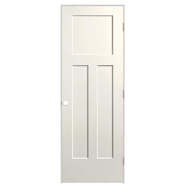 Masonite 28 in. x 80 in. 3-Panel Winslow Left-Hand Solid Core Ivory Keys Molded Composite Single Prehung Interior Door