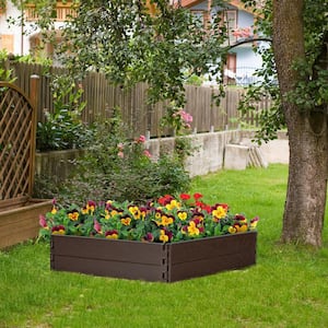 Brown DIY Shapes Weather-Resistant HDPE Planter Flower Raised Bed Garden Bed
