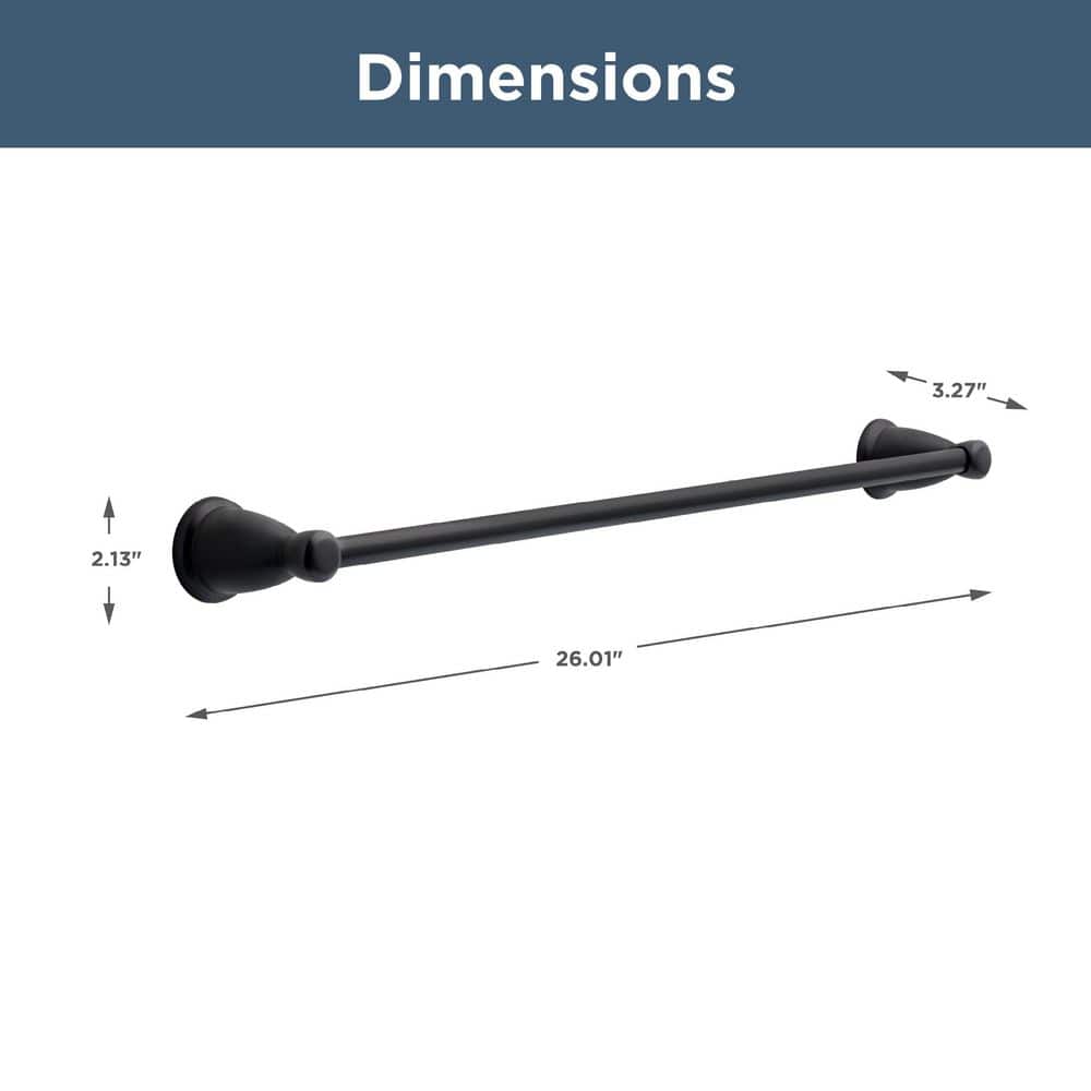 Kinla Matte Black 24" Wall Mounted Towel Bar