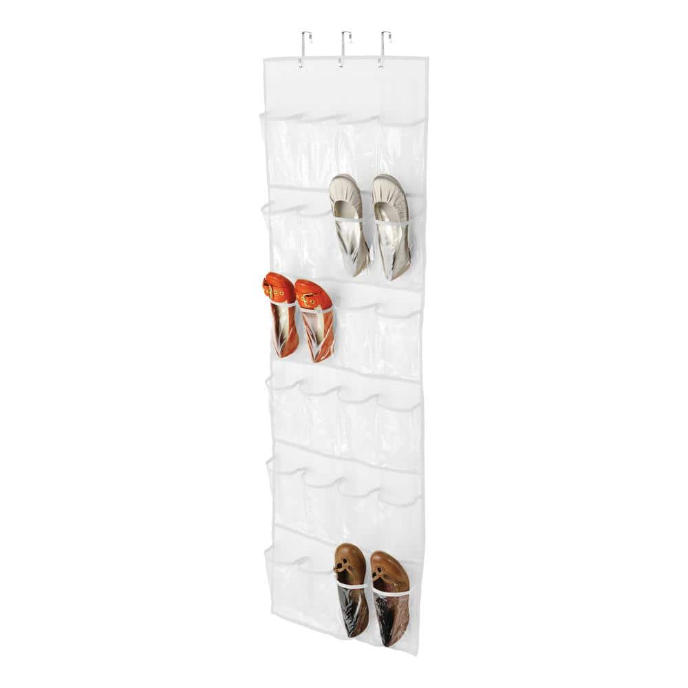 57 in. H 12-Pair White Polyester Hanging Shoe Organizer