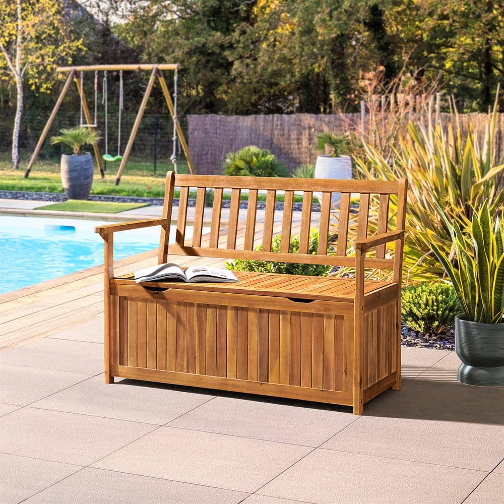 Londonderry 47" Acacia Wood Outdoor Storage Bench