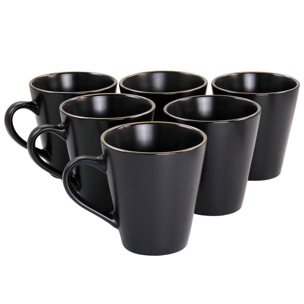 Coffee Mug Dinnerware Cup - (Black & Brown) - Kitchen Mug 14 oz - 4 PACK  Stoneware