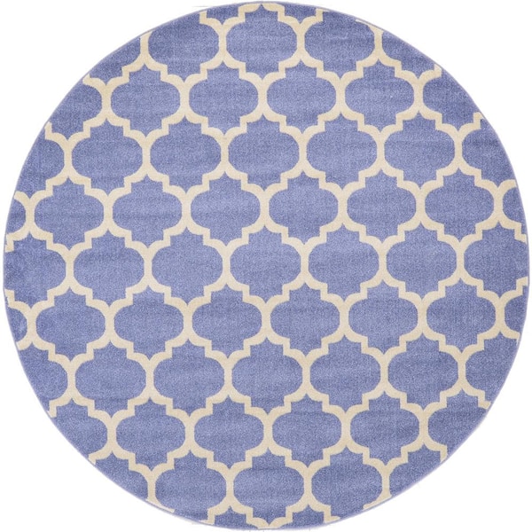 Trellis Philadelphia Light Blue/Beige 8' 0 x 8' 0 Round Rug