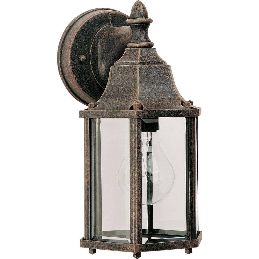Rust Patina Bronze Outdoor Wall Lantern with Clear Glass