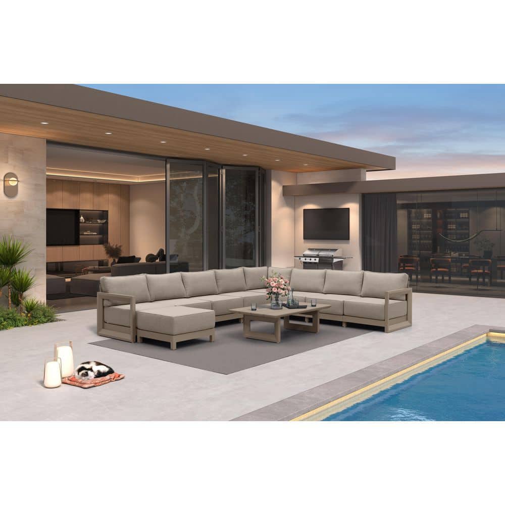 10 Pieces Patio Conversation Sets All Weather Outdoor Couch Sectional Set with Cushion Conversation Set Khaki price history on PriceWatchPro