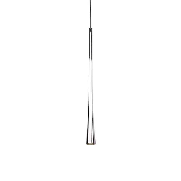 KUZCO Taper 16 in. 1 Light 7-Watt Chrome Integrated LED Pendant Light