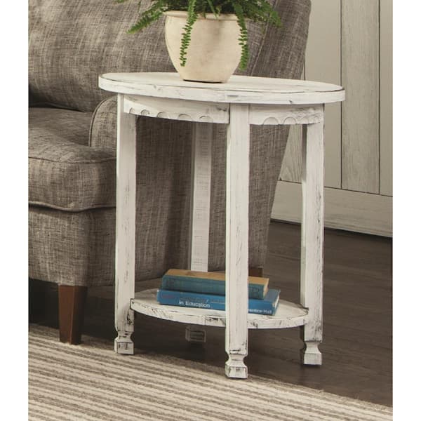 Alaterre Furniture Country Cottage White Antique Round End Table