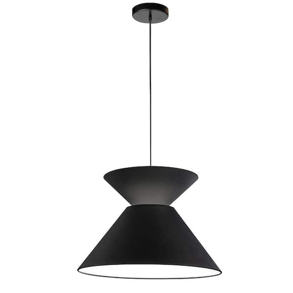 Dainolite Patricia 1-Light Matte Black LED Pendant with Matte Black Fabric Shade