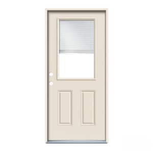 36 in. x 80 in. Primed Right-Hand Inswing 1/2-Lite Clear Steel Prehung Entry Door w/ Brickmould